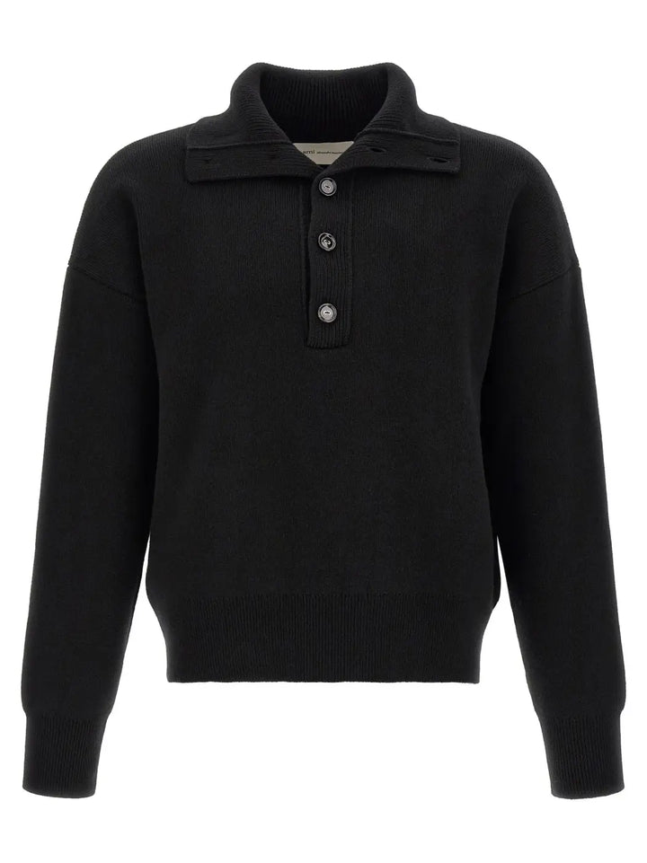 Ami Paris Black Wool Cardigan