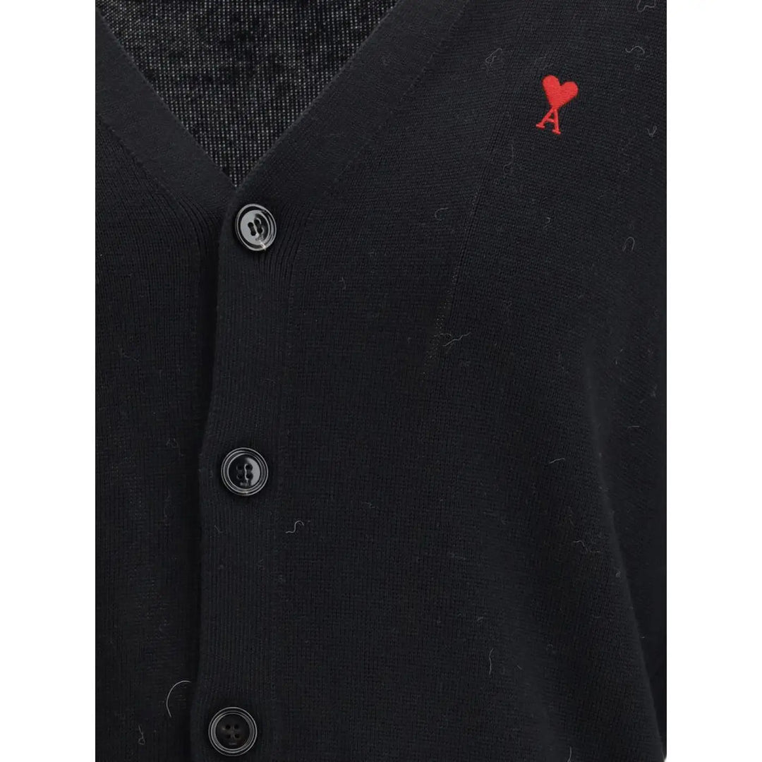 Ami Paris Black Wool Oves Aries Cardigan