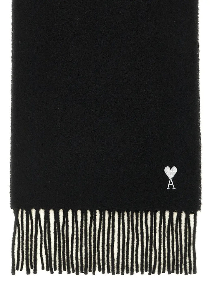 Ami Paris Black Wool Scarf