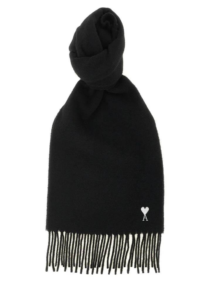 Ami Paris Black Wool Scarf