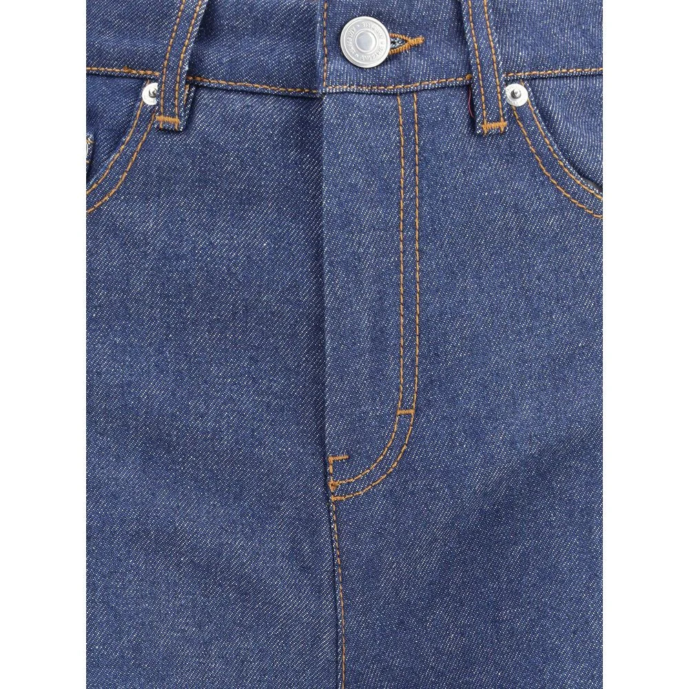 Ami Paris Blue Cotton Flared Jeans