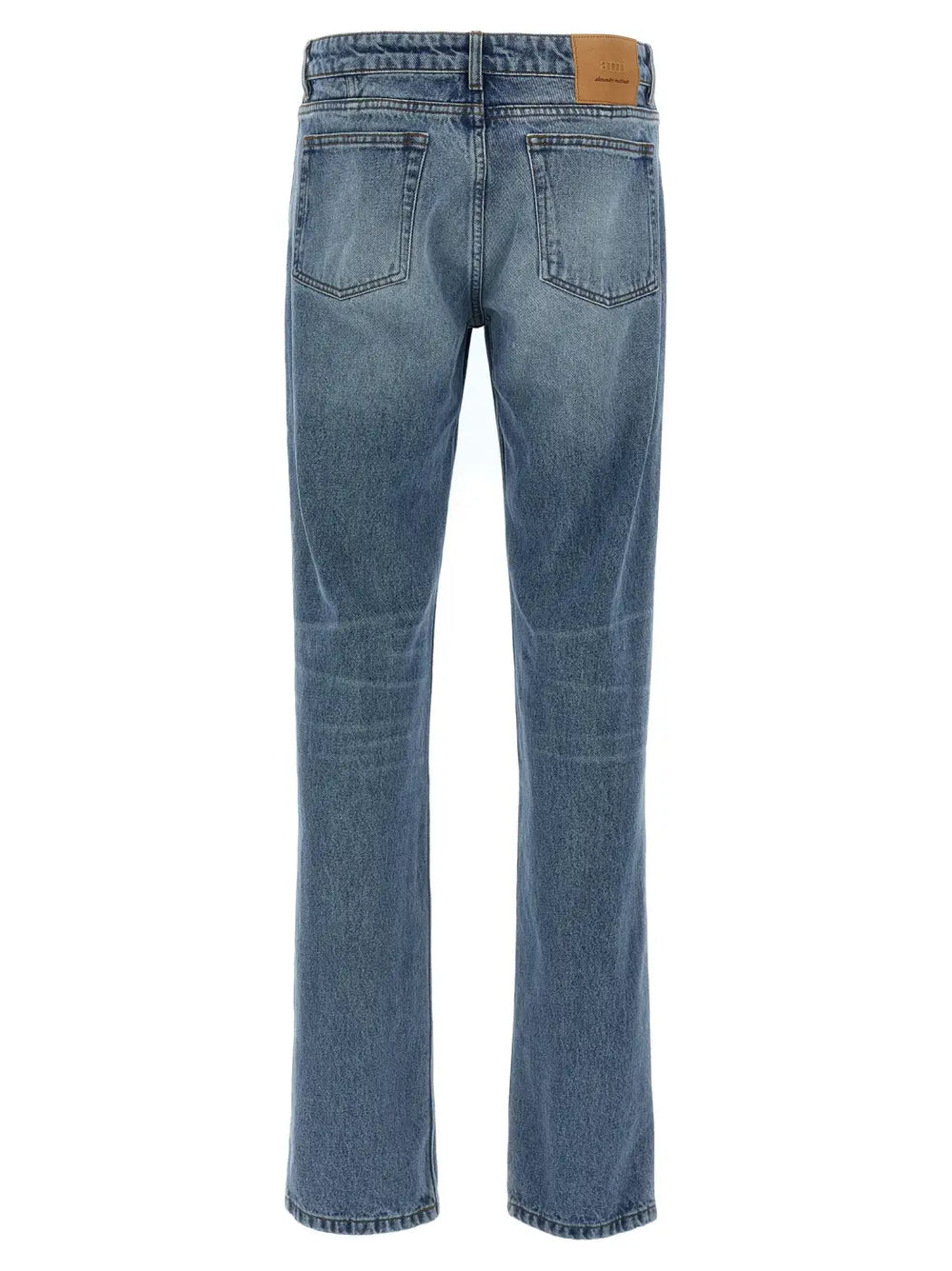 Ami Paris Blue Cotton Straight-leg Jeans