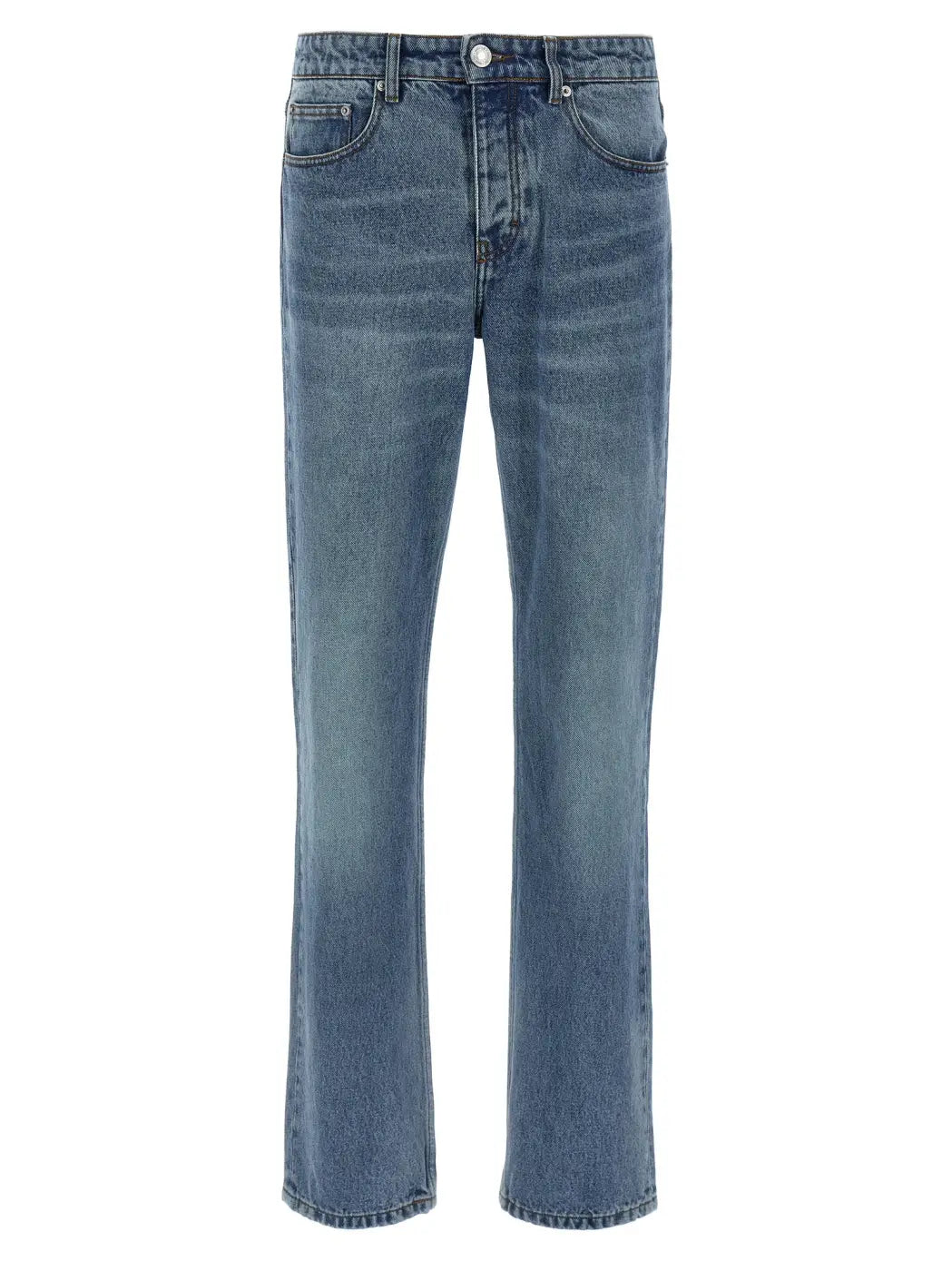 Ami Paris Blue Cotton Straight-leg Jeans