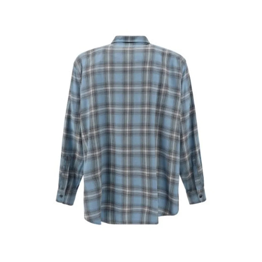 Ami Paris Blue Virgin Wool Pattern Shirt