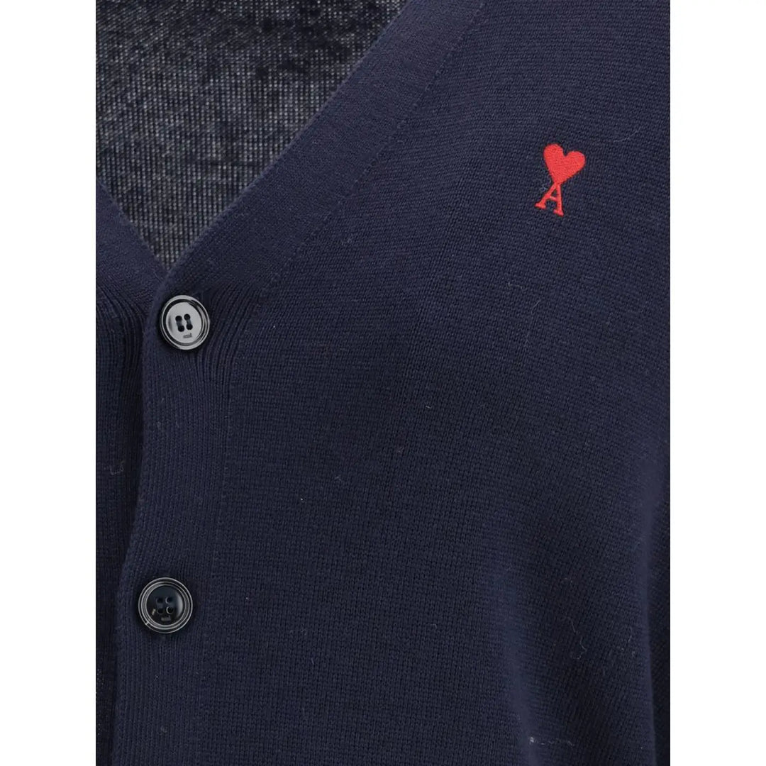 Ami Paris Blue Wool Oves Aries Cardigan