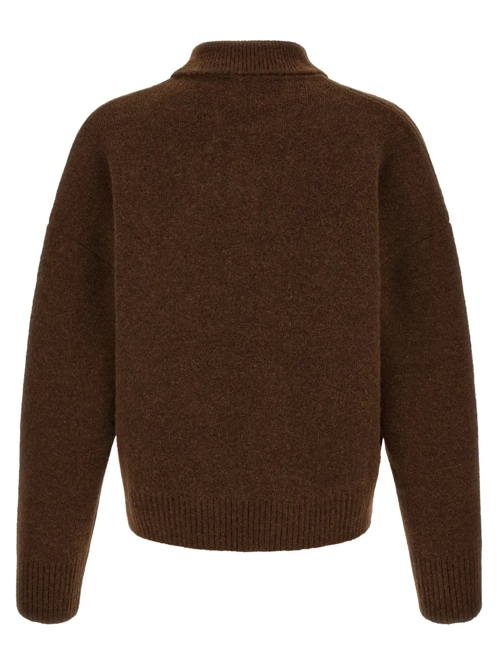 Ami Paris Brown Alpaca Leather Polo Shirt