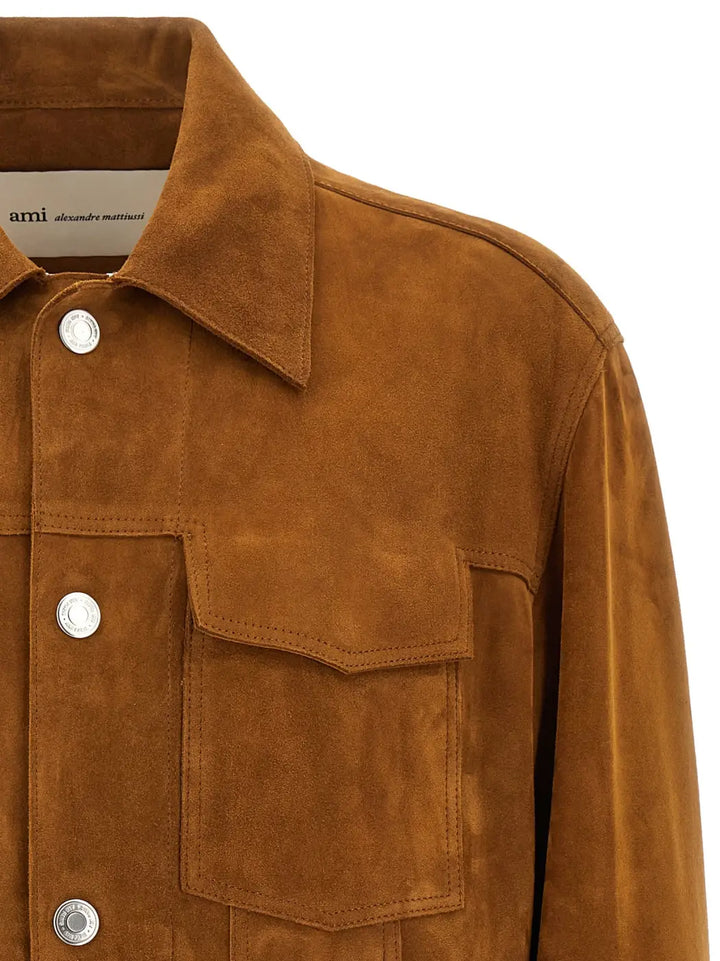 Ami Paris Brown Goatskin Leather Jacket