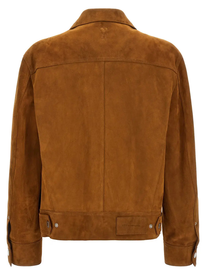 Ami Paris Brown Goatskin Leather Jacket