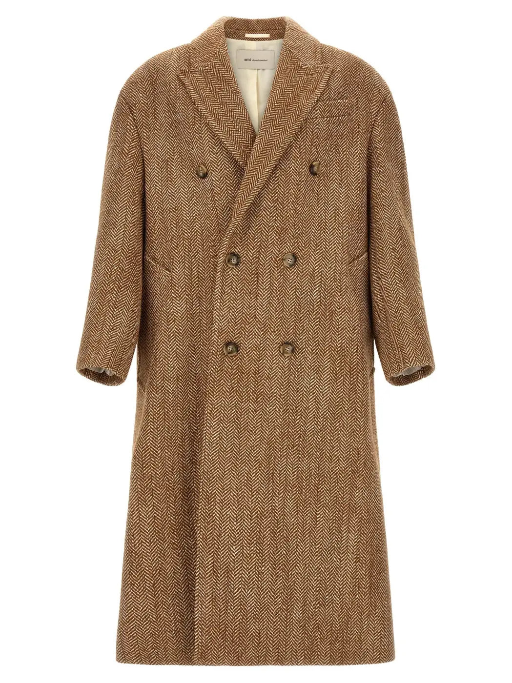 Ami Paris Brown Virgin Wool Coat