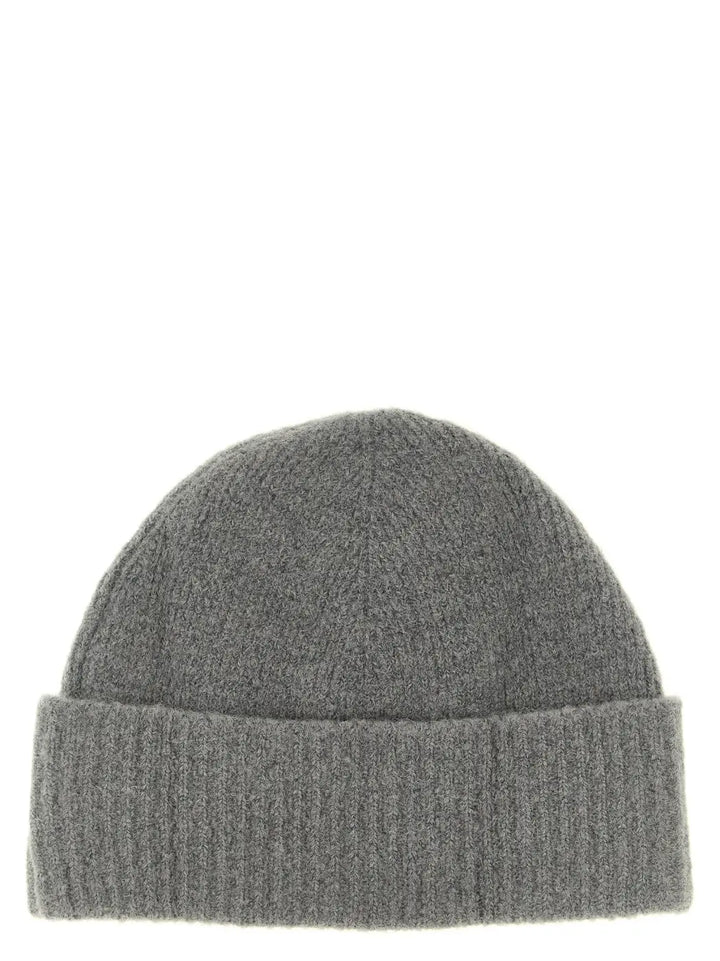 Ami Paris Gray Alpaca Leather Beanie