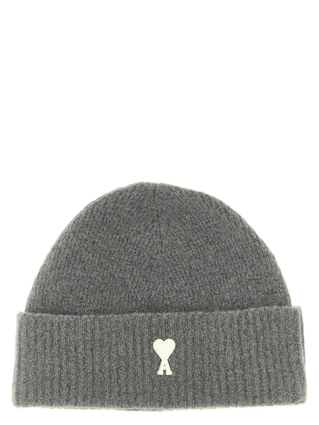 Ami Paris Gray Alpaca Leather Beanie