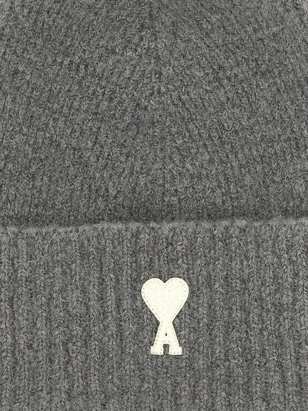 Ami Paris Gray Alpaca Leather Beanie