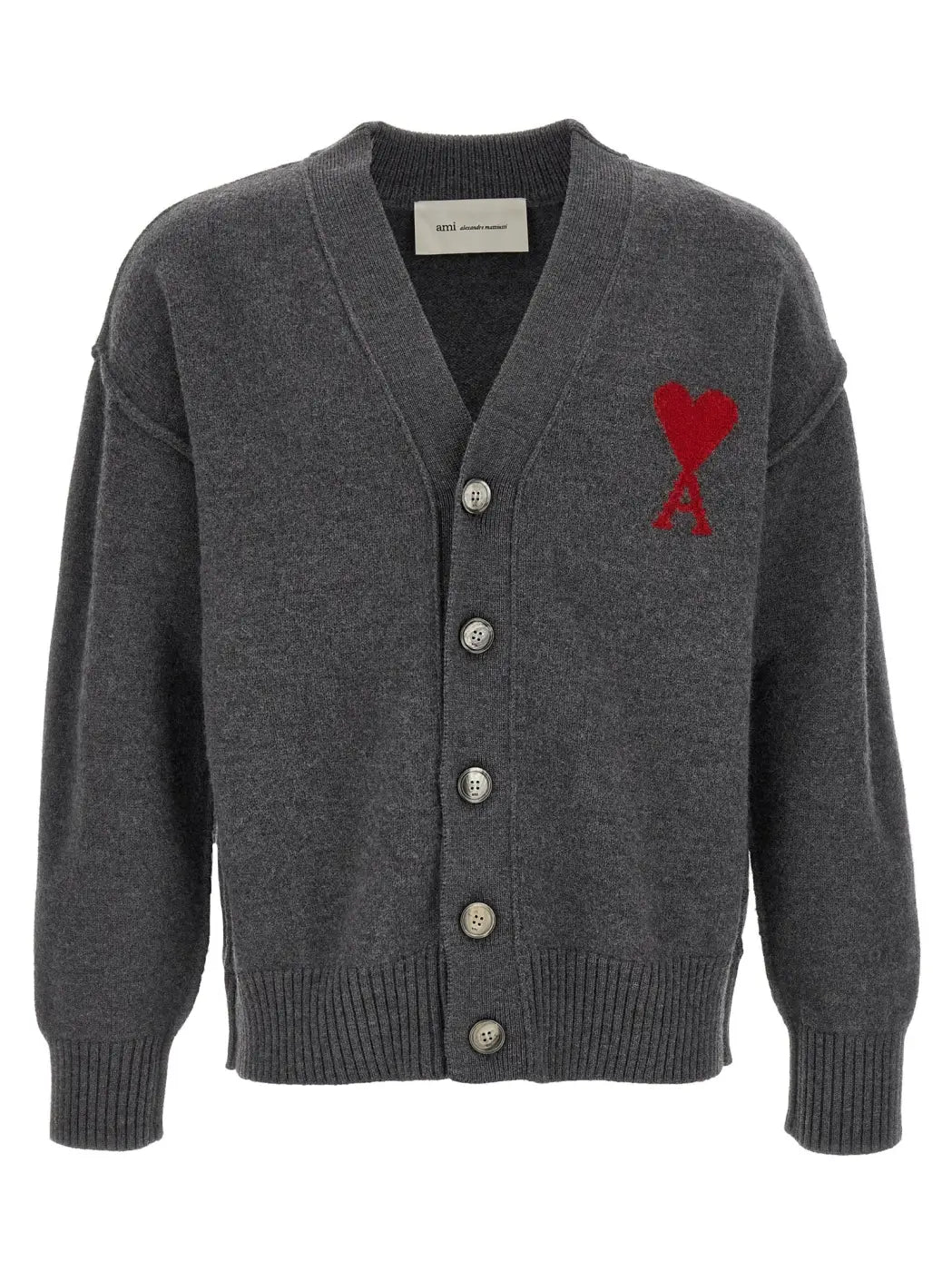 Ami Paris Gray Wool Cardigan