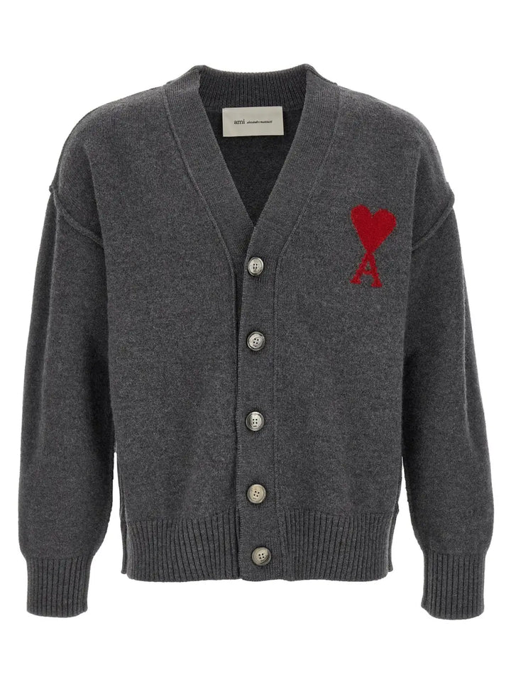 Ami Paris Gray Wool Cardigan