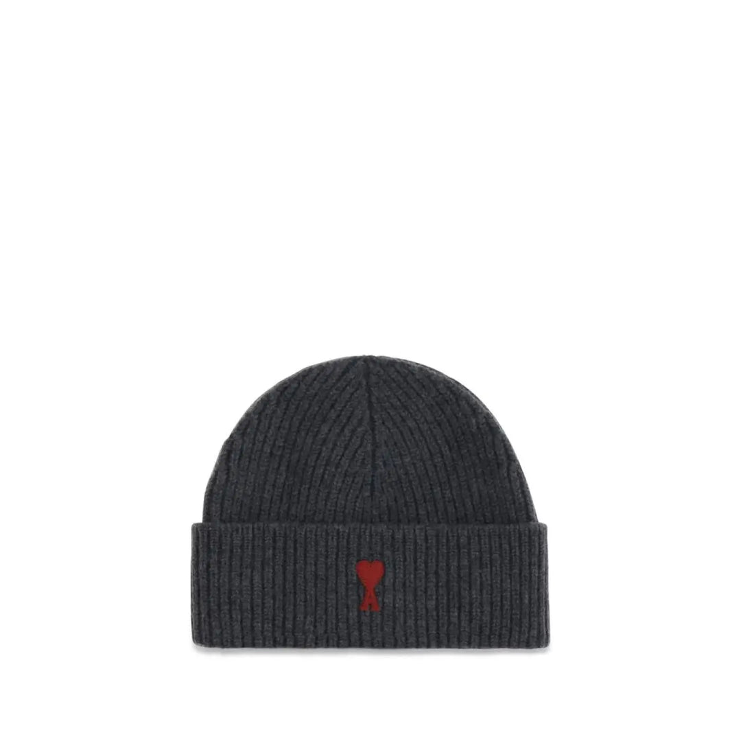 Ami Paris Gray Wool Oves Aries Beanie