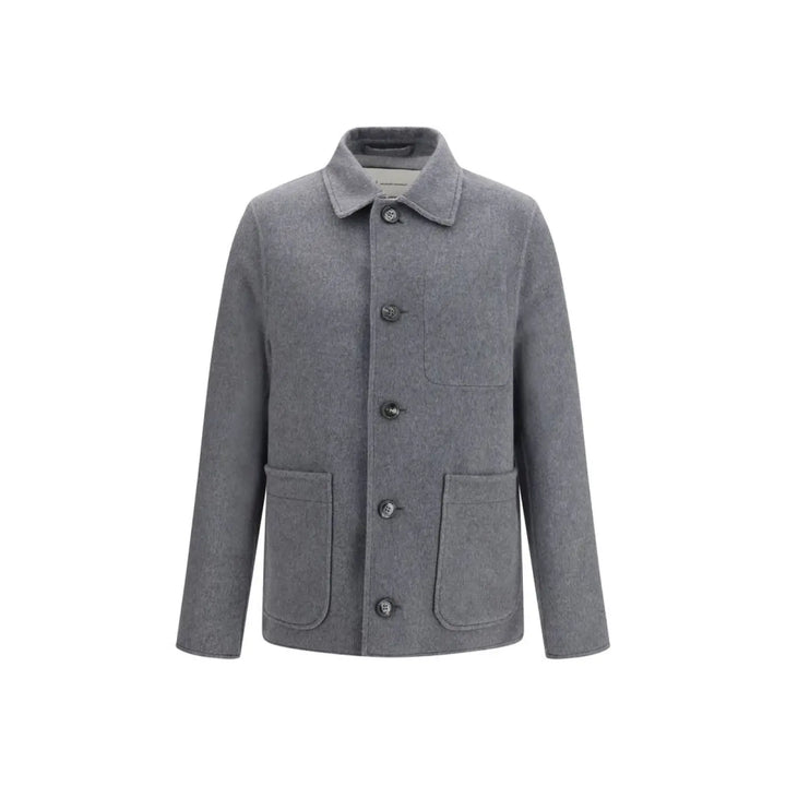 Ami Paris Gray Wool Oves Aries Full-length Jacket