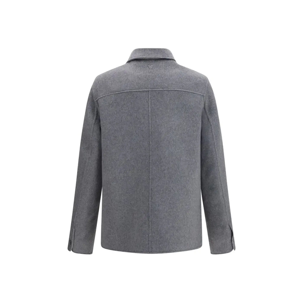 Ami Paris Gray Wool Oves Aries Full-length Jacket
