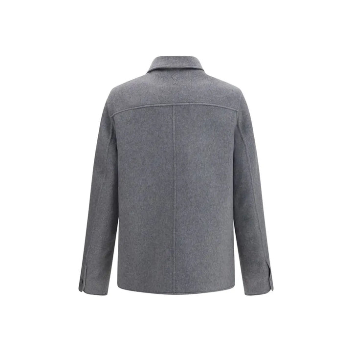 Ami Paris Gray Wool Oves Aries Full-length Jacket
