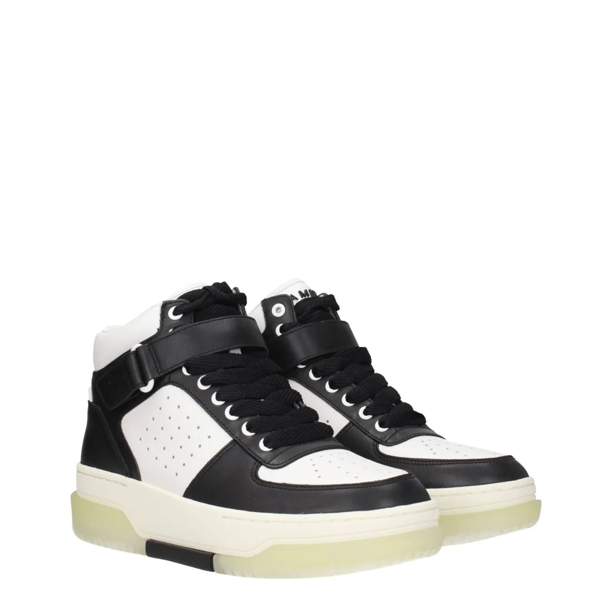 Amiri Black Leather High Sneakers with Code F76886 Logo Detailing