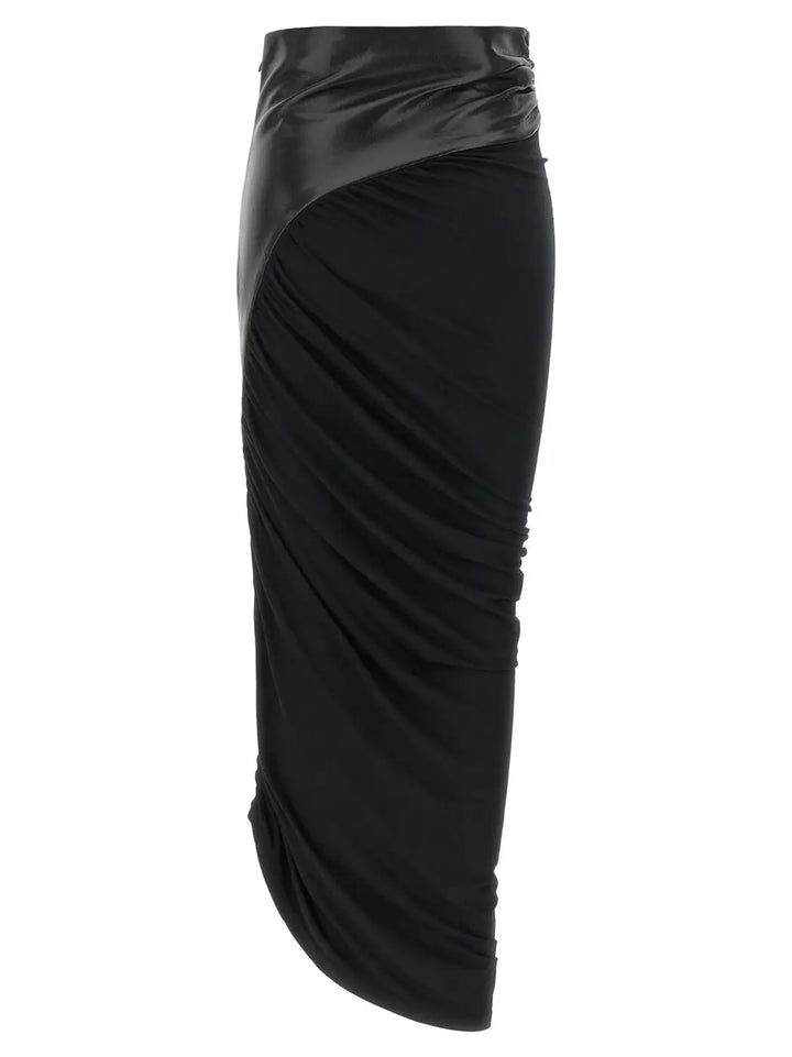 The Andamane Black Viscose Midi Skirt