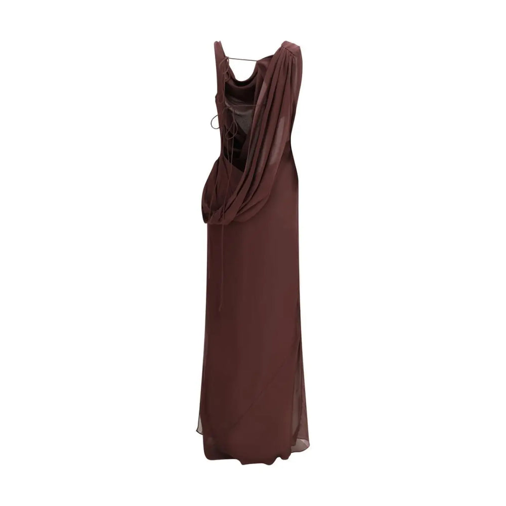 The Andamane Brown Silk Long Dress