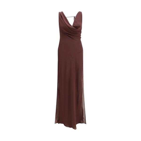 The Andamane Brown Silk Long Dress women’s dress