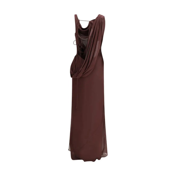 The Andamane Brown Silk Long Dress women’s dress
