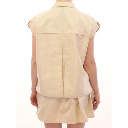 Andrea Incontri Beige Blouse Tank Luxurious Designer Top