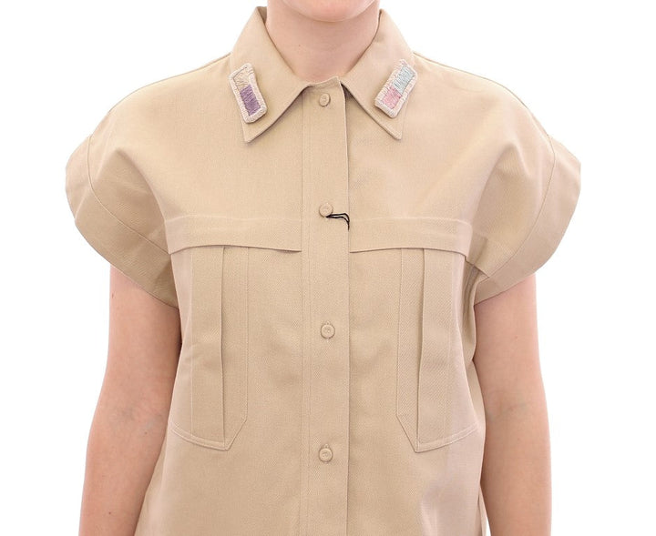 Andrea Incontri Blouses - Beige Sleeveless Blouse Top