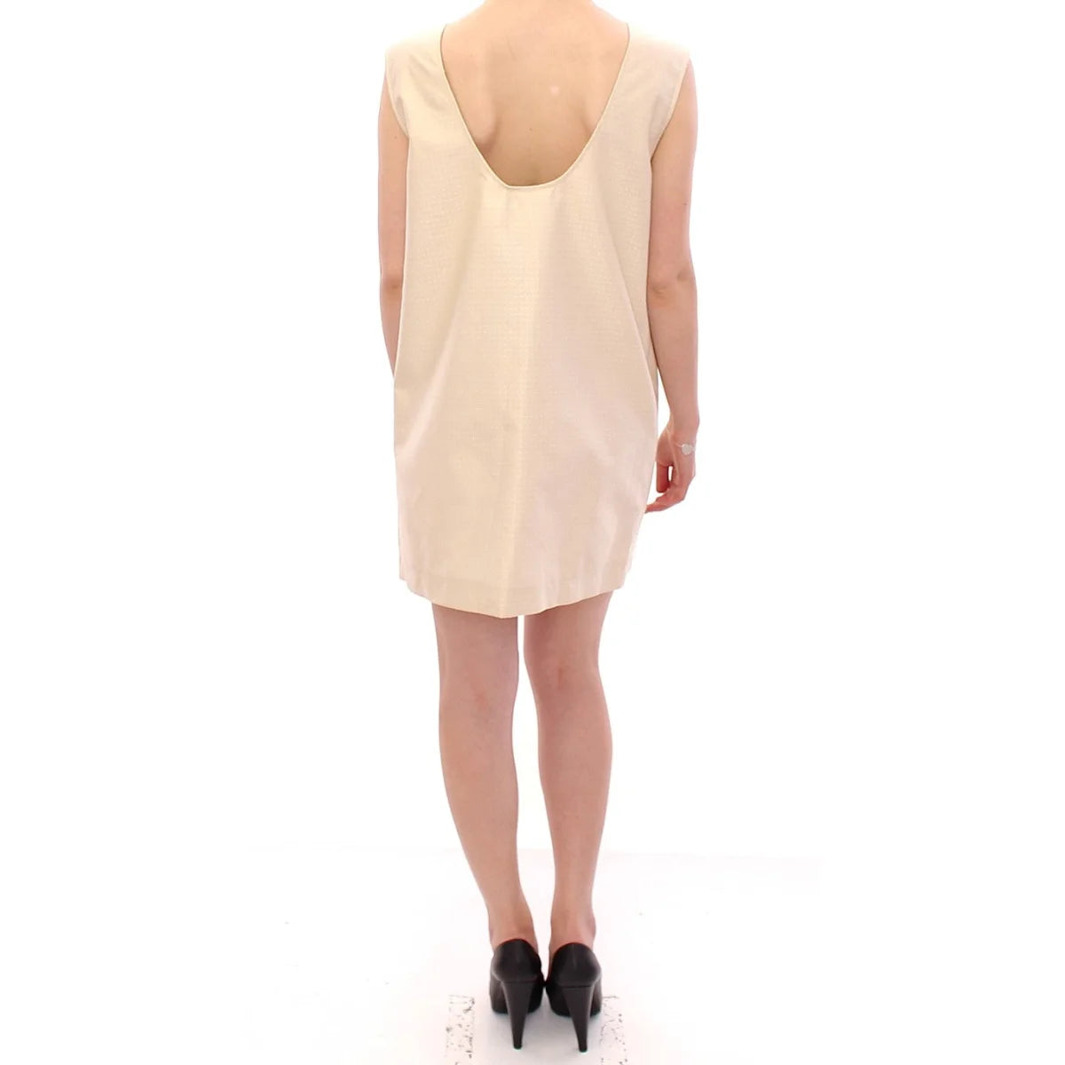 Andrea Incontri Beige Sleeveless Dress 100 Percent Authentic Luxury