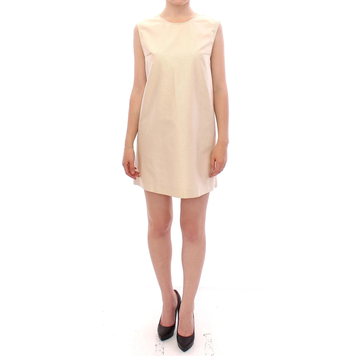 Andrea Incontri Beige Sleeveless Dress 100 Percent Authentic Luxury