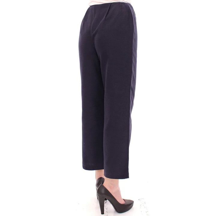 Andrea Incontri Blue Cropped Cotton Pants