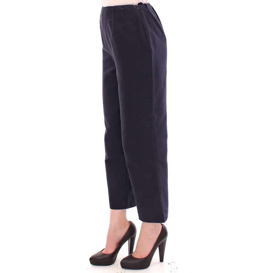 Andrea Incontri Blue Cropped Cotton Pants