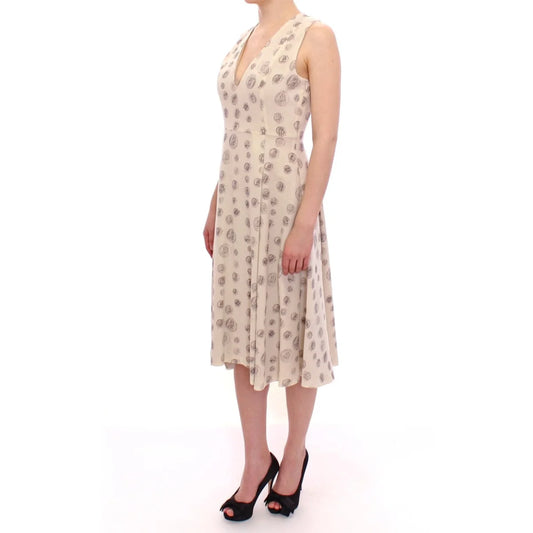 Andrea Incontri White Printed Dress Exquisite Designer Craftsmanship