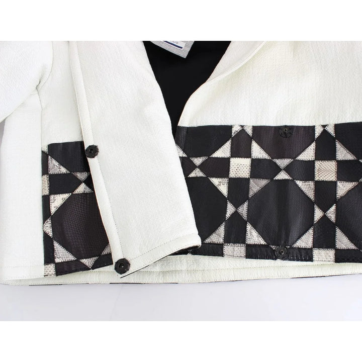 Andrea Pompilio White Black Cropped Leather Jacket
