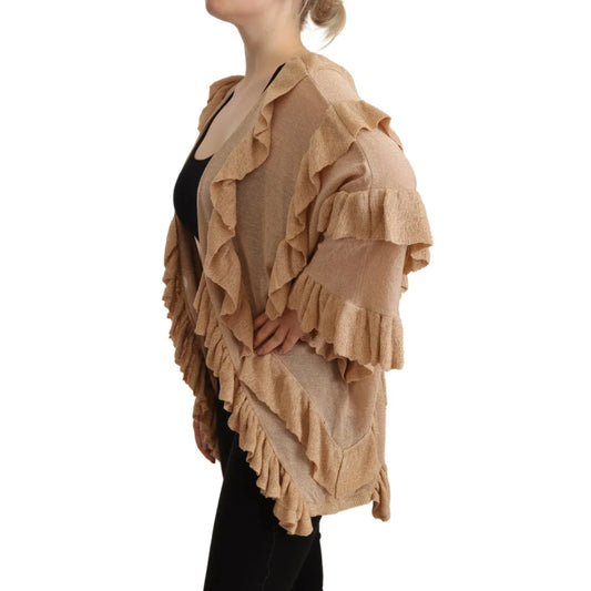 ANIYE BY Chic Beige Cardigan Sweater with Long Sleeves and Logo Glam Aniye