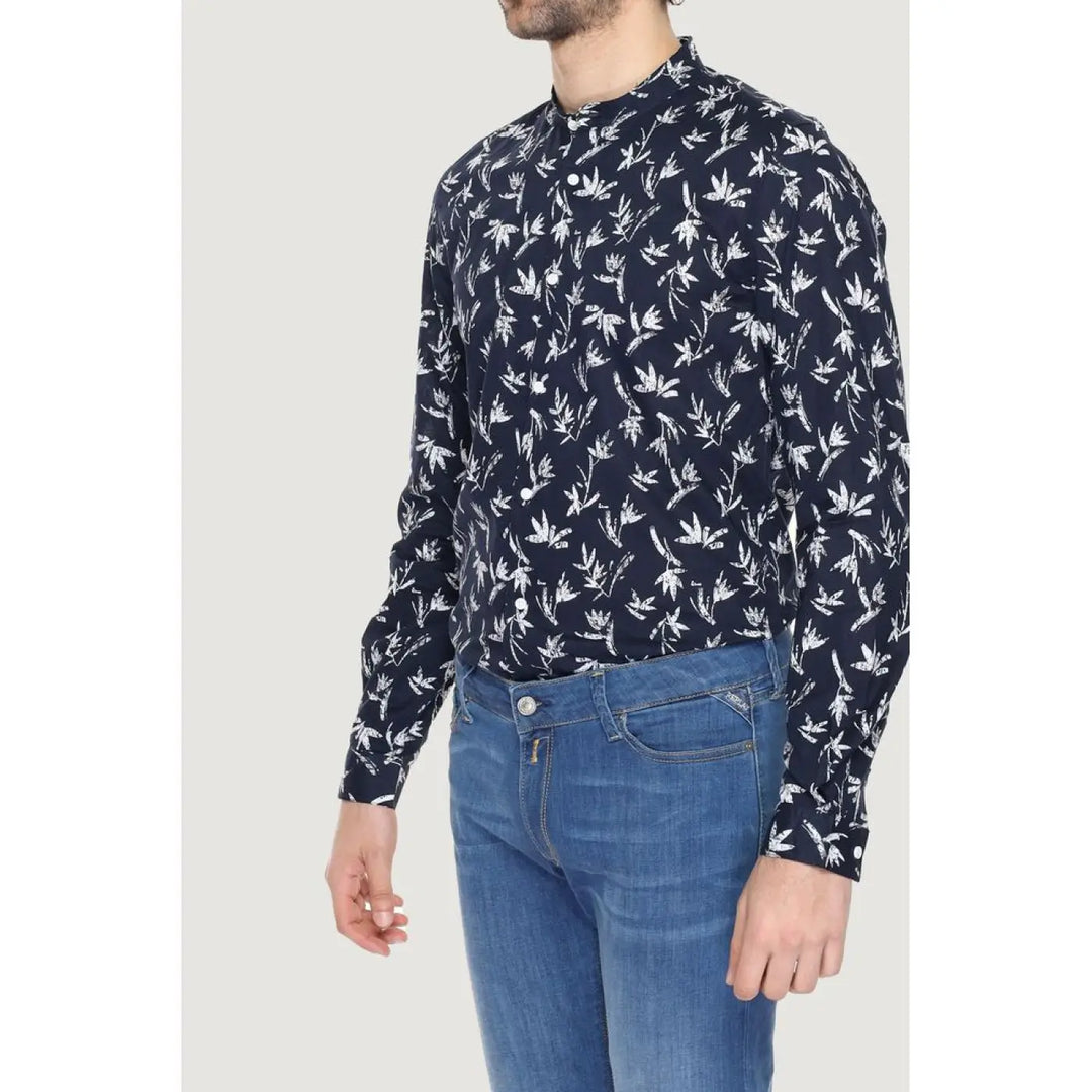 Antony Morato Blue Cotton Pattern Shirt