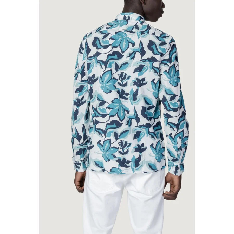 Antony Morato Blue Viscose Pattern Shirt