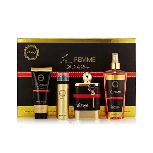 Indulge in Armaf Le Femme 4 Piece Gift Set with Luxurious Body Spray Women’s Sets