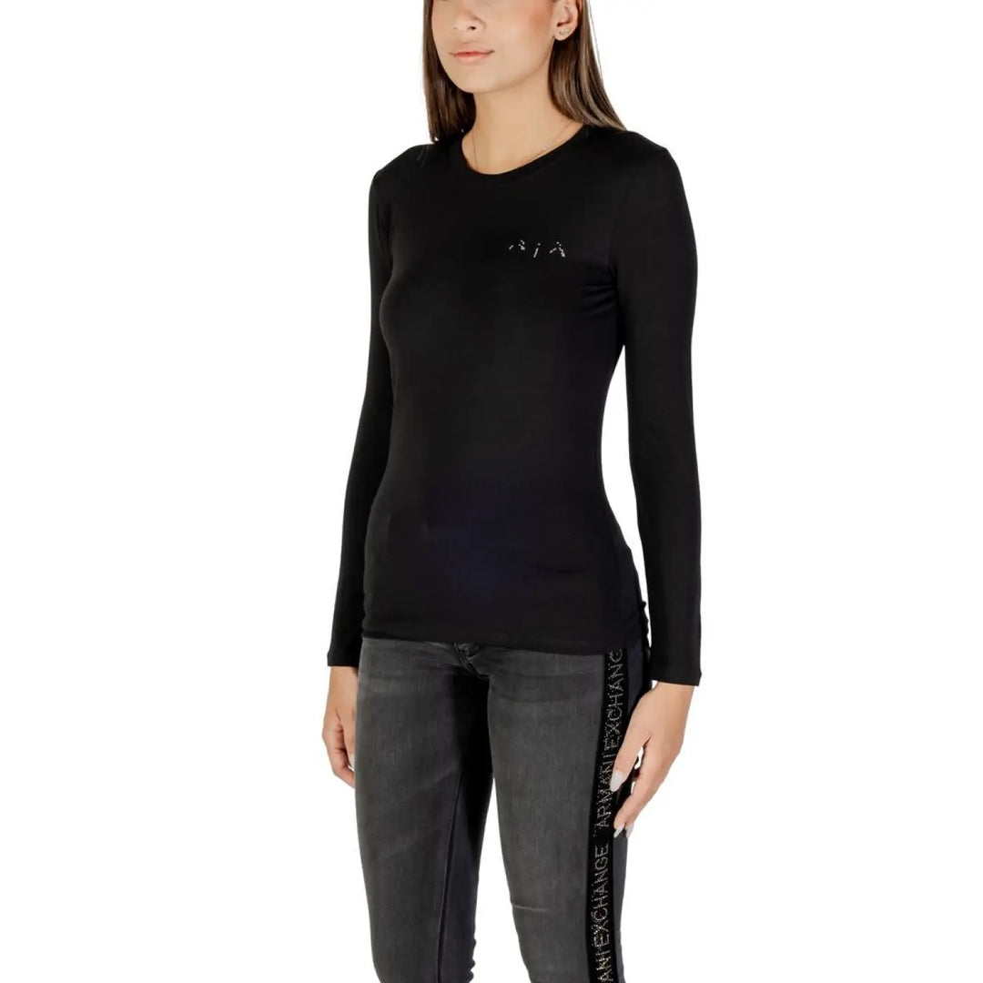 Armani Exchange Black Cotton Long Sleeve T-shirt