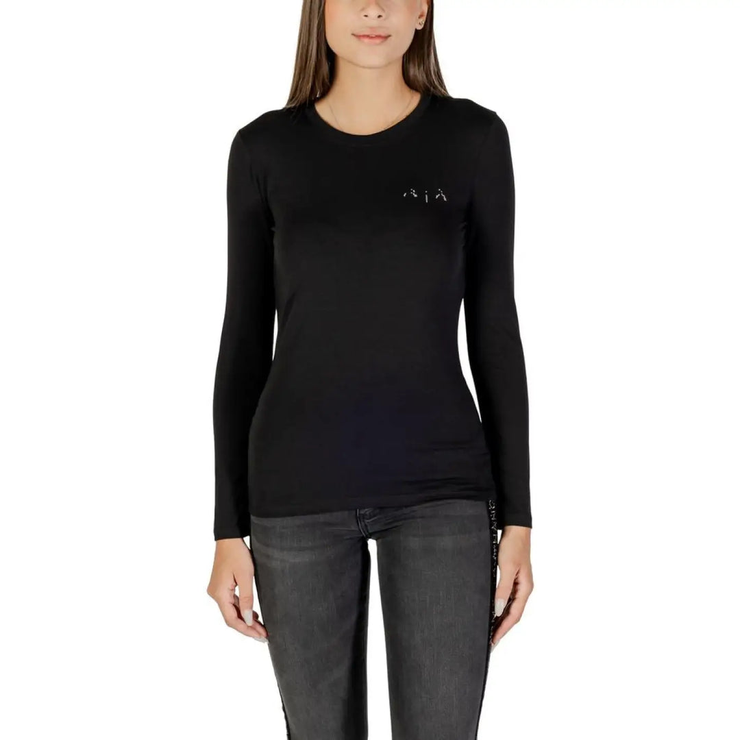 Armani Exchange Black Cotton Long Sleeve T-shirt