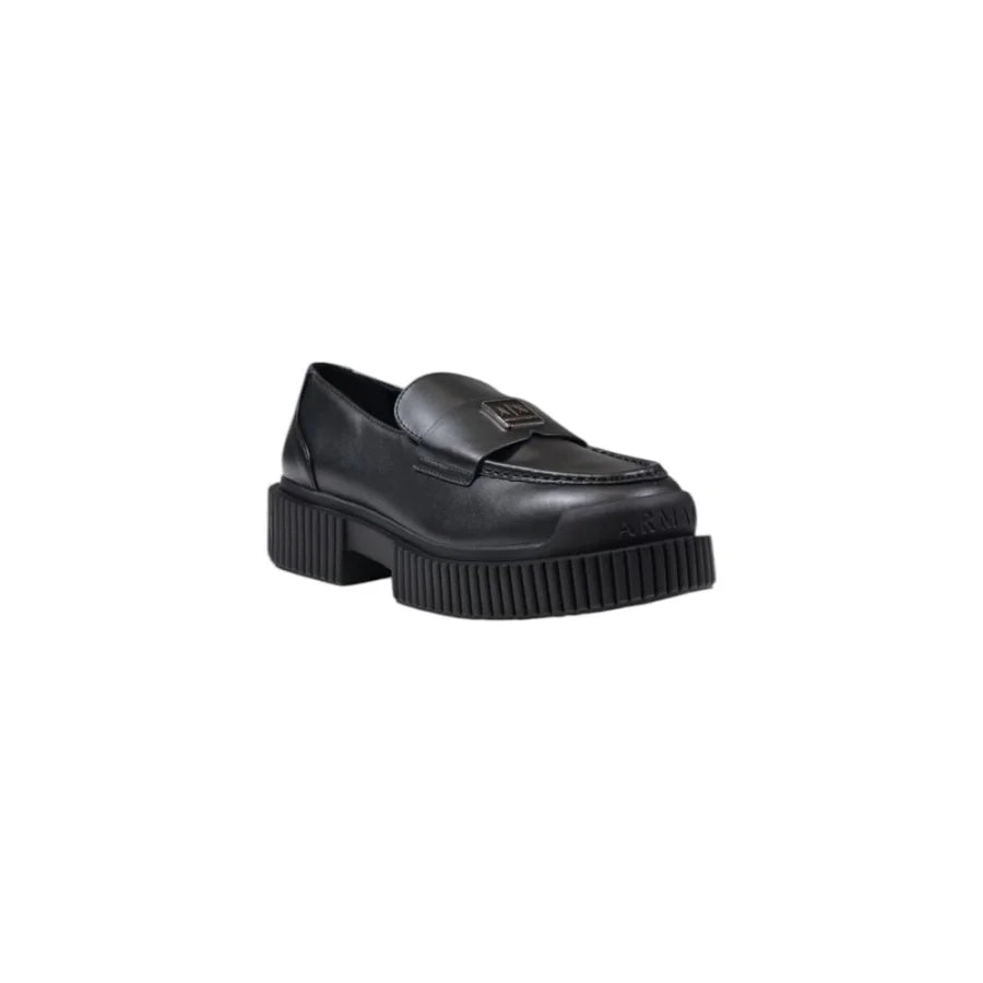 Armani Exchange Black Leather Platform Pumps