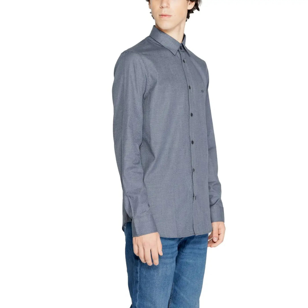 Armani Exchange Blue Cotton Dress Shirt