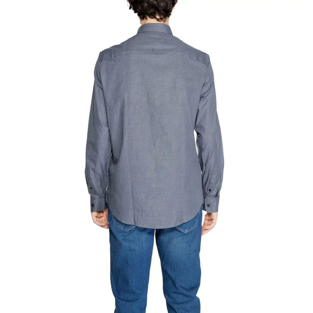 Armani Exchange Blue Cotton Dress Shirt