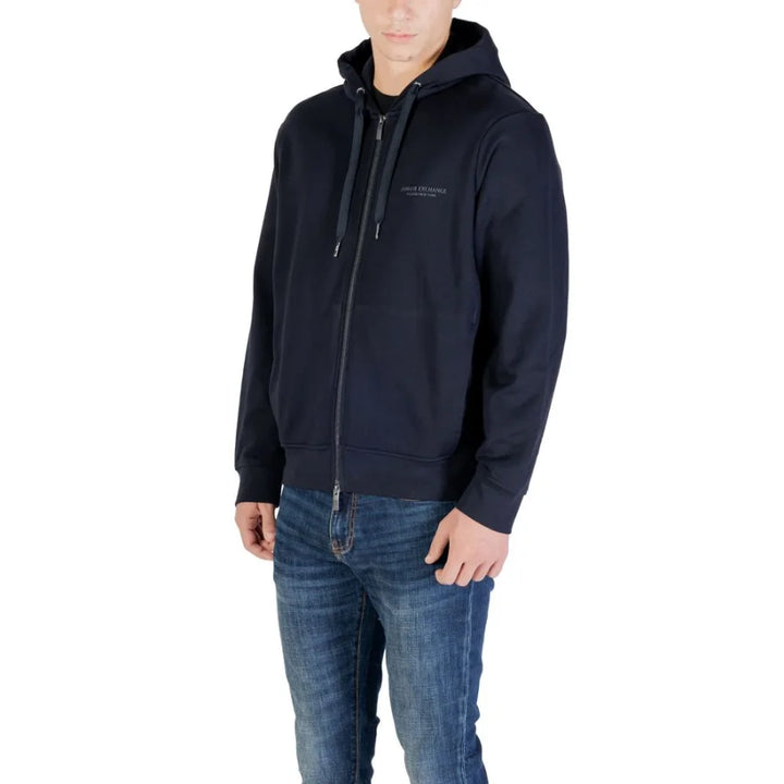 Armani Exchange Blue Cotton Hoodie