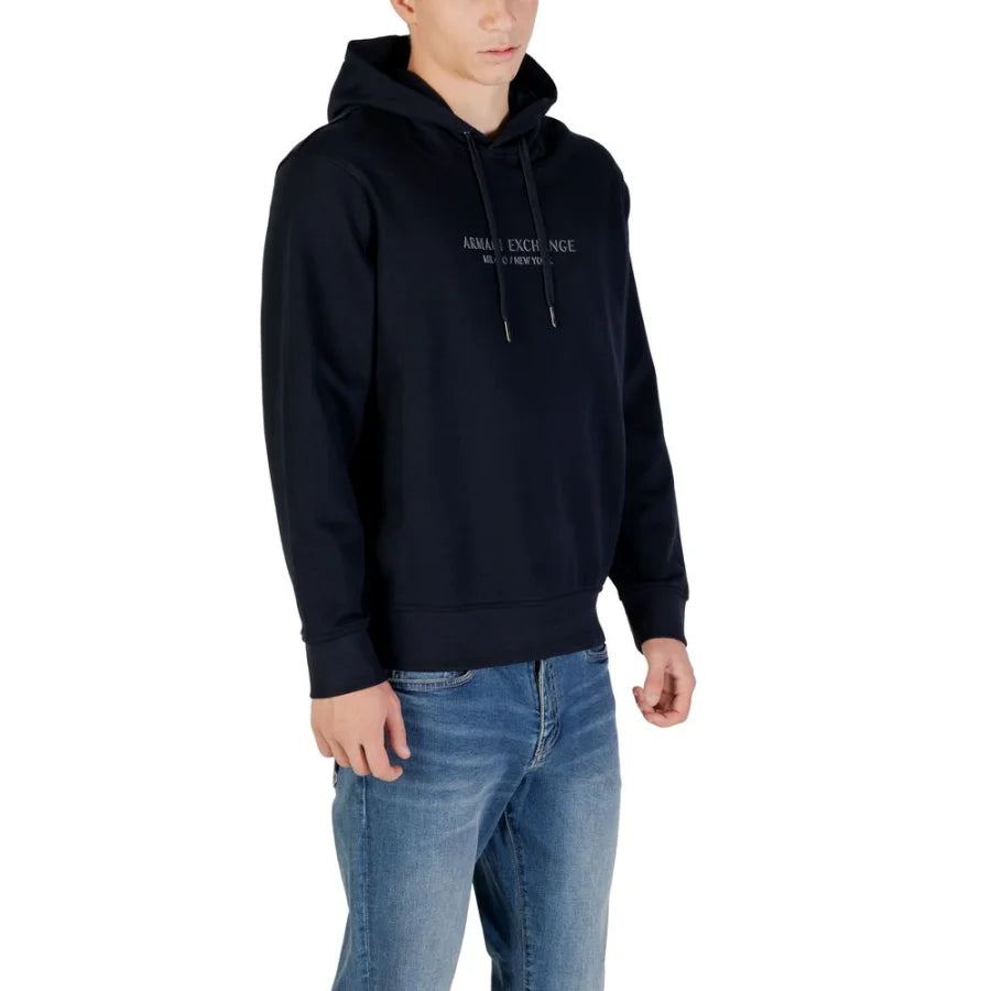 Armani Exchange Blue Cotton Hoodie