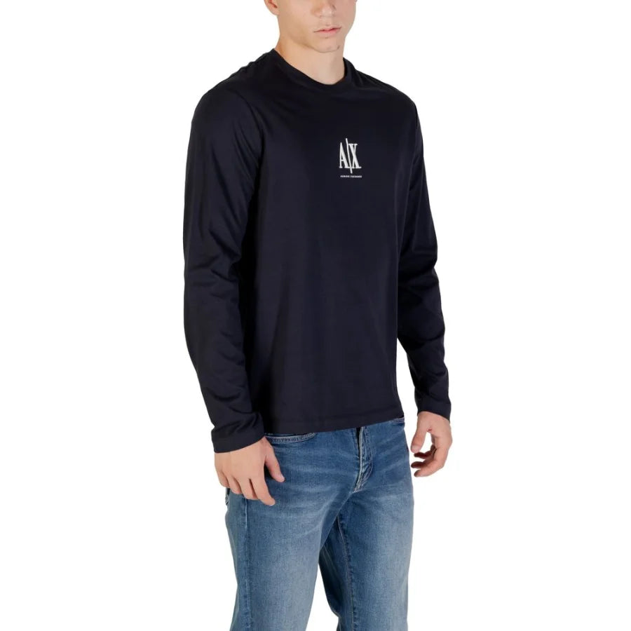 Armani Exchange Blue Cotton Long Sleeve T-Shirt
