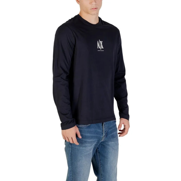 Armani Exchange Blue Cotton Long Sleeve T-Shirt