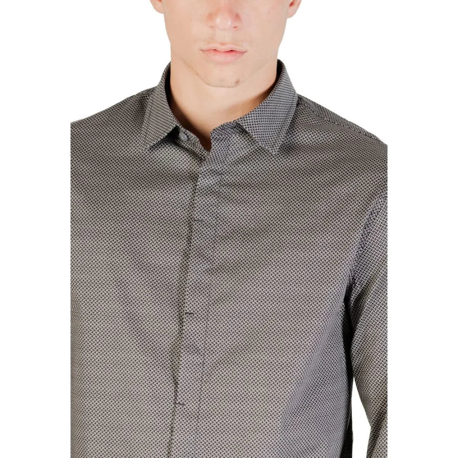 Armani Exchange Blue Cotton Pattern Shirt