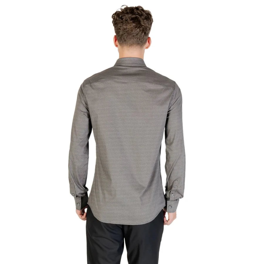 Armani Exchange Blue Cotton Pattern Shirt